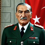 **

"Mustafa Kemal Atatürk, fully clothed in a tailored military uniform, standing confidently against a backdrop of the Turkish flag waving proudly, safe for work, appropriate content, perfect anatomy, correct proportions, professional, modest, family-friendly, high quality, natural lighting, historical setting, determined expression."

**