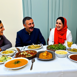 **

A family gathered around a table during Iftar, the breaking of the fast during Ramadan. The table is laden with traditional Turkish dishes: soups, salads, grilled meats, desserts, and fruits. The scene is warm and inviting, filled with laughter and conversation. Fully clothed, modest attire, appropriate content, safe for work, perfect anatomy, natural proportions, family-friendly, professional photography, high quality.

**