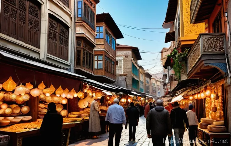 튀르키예 역사적 배경의 영화 촬영지 - "A vibrant and bustling street scene in a historic Turkish city, reminiscent of Istanbul's Grand Baz...