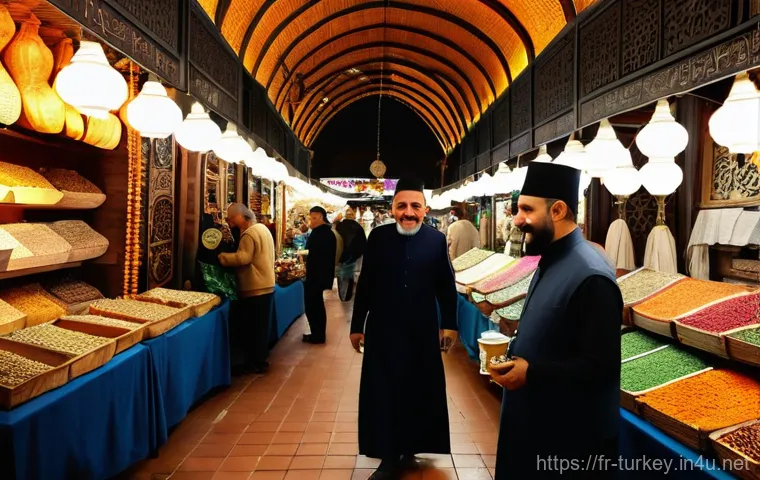 튀르키예 여행 가이드북 추천 - **Prompt:** A vibrant and bustling scene inside Istanbul's historic Grand Bazaar. In the foreground,...