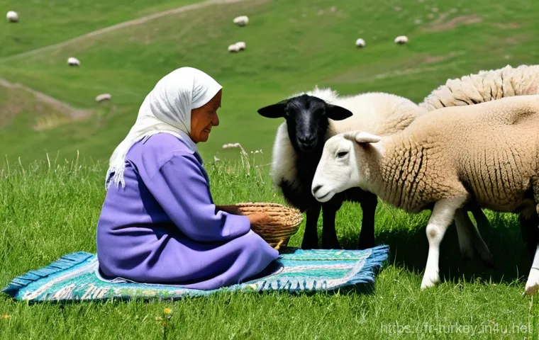 튀르키예 유목민 생활 방식 - **Prompt 2: "An intimate scene inside a traditional Turkish nomadic tent (yurt), bustling with warm ...