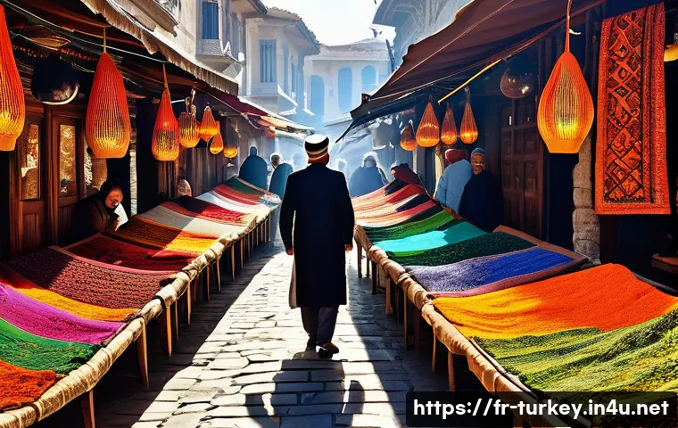 튀르키예에서의 단체 여행 가이드 - A vibrant traditional Turkish bazaar scene with a diverse group of travelers led by a local guide, n...