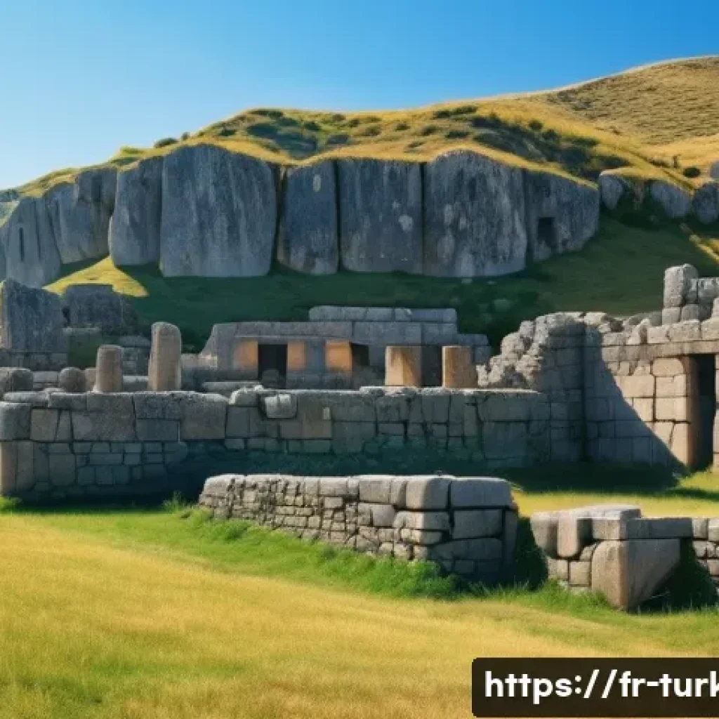 튀르키예 아나톨리아 지역 탐험 - A panoramic view of the ancient Hattusa ruins near Boğazkale, featuring towering stone walls and mys...