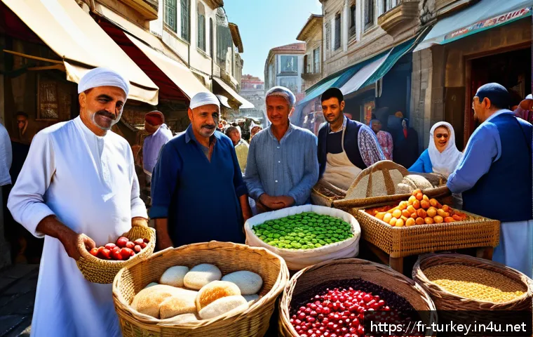 튀르키예의 농업과 주요 생산물 - A vibrant Turkish farmers' market scene in Istanbul during early morning, showcasing local farmers&mdash;m...