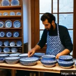 튀르키예에서의 창의적 워크숍 참여 - A vibrant artisan workshop set in a charming Istanbul neighborhood, featuring skilled craftspeople d...