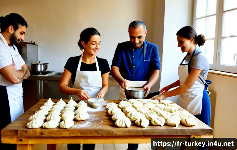 튀르키예 요리 수업과 레시피 공유 - Photorealistic Turkish cooking class in a bright Parisian culinary studio, French adult students in ...